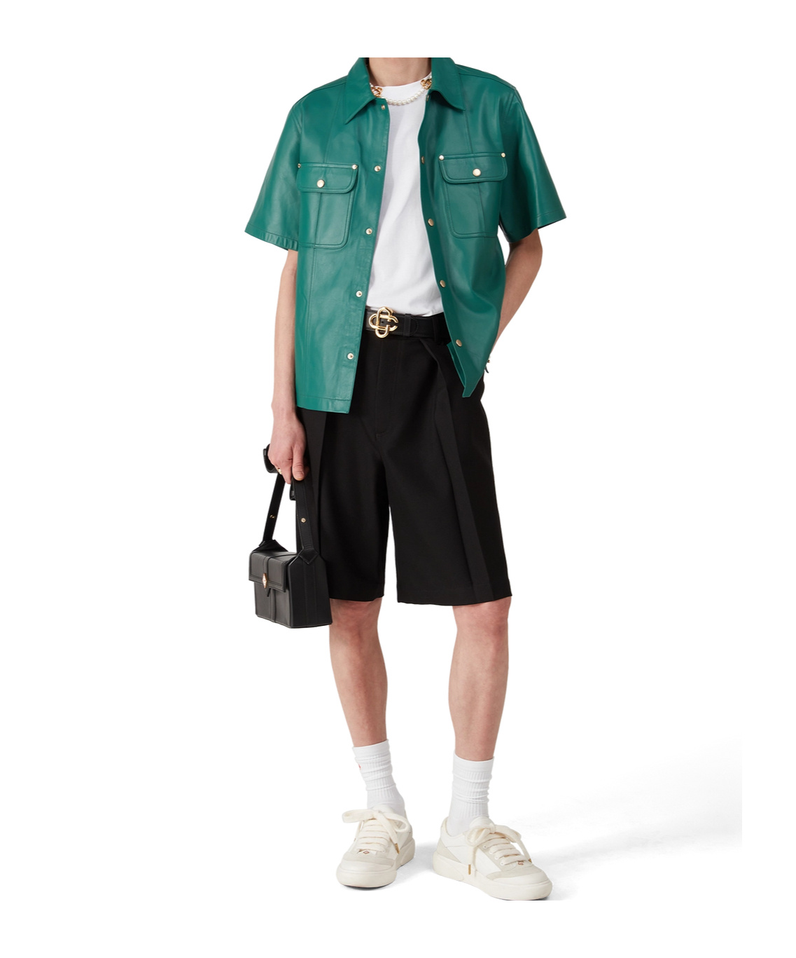 Casablanca Leather Short Sleeve Shirt In Green