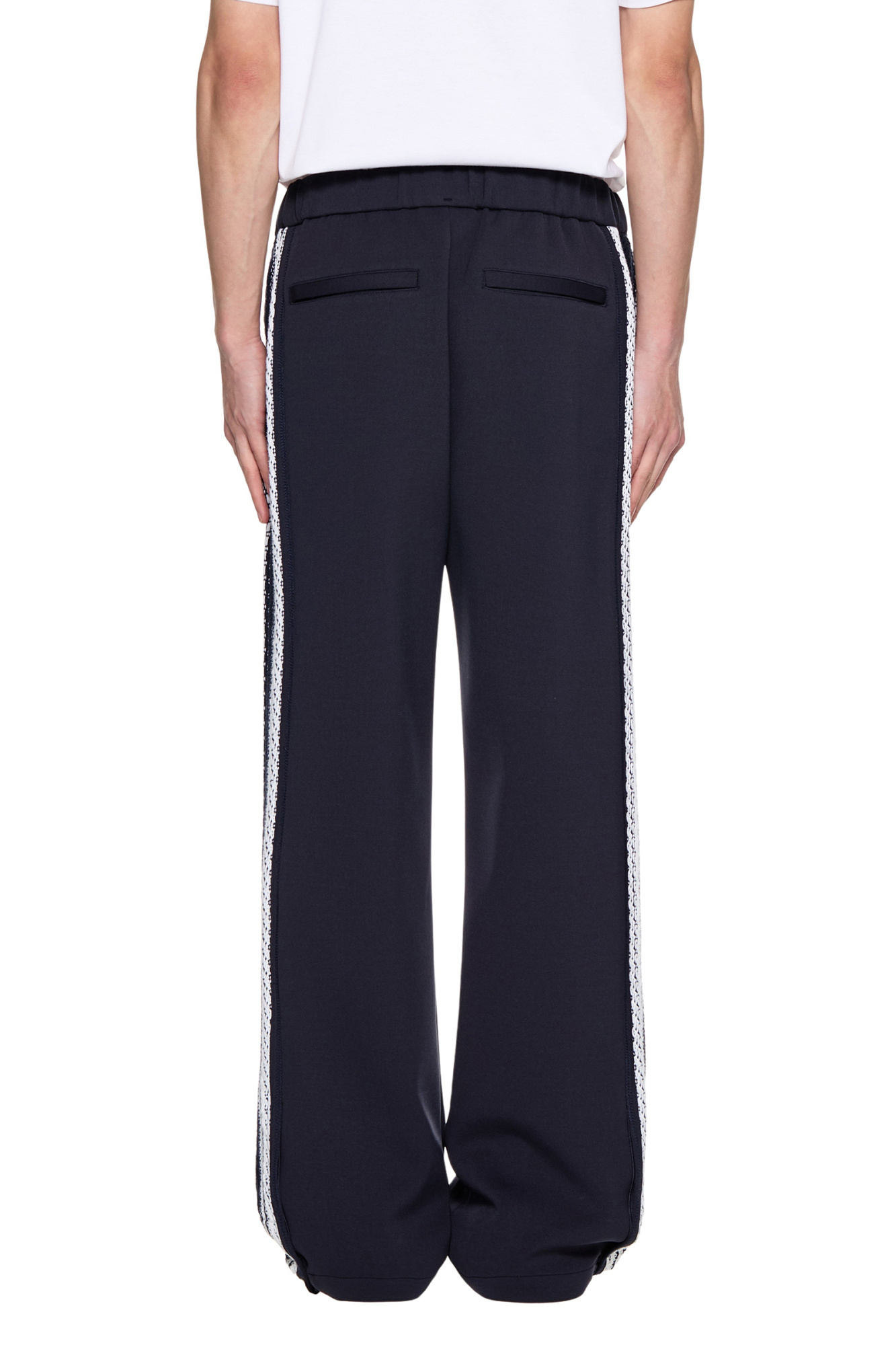 Wooyoungmi Navy Knit Detail Track Pants In Navy Blue