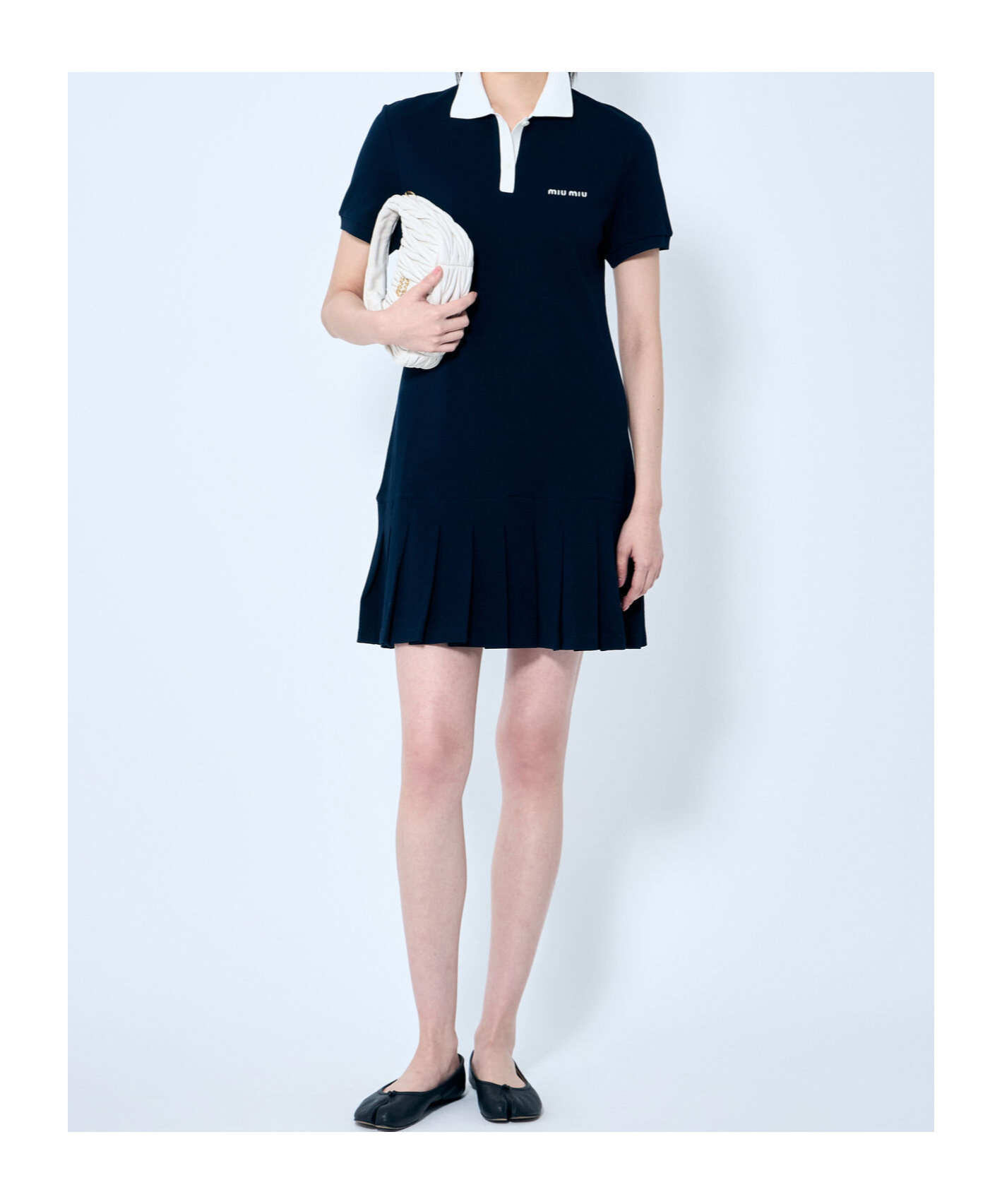 Shop Miu Miu Pleat-detail Mini Dress In Blue
