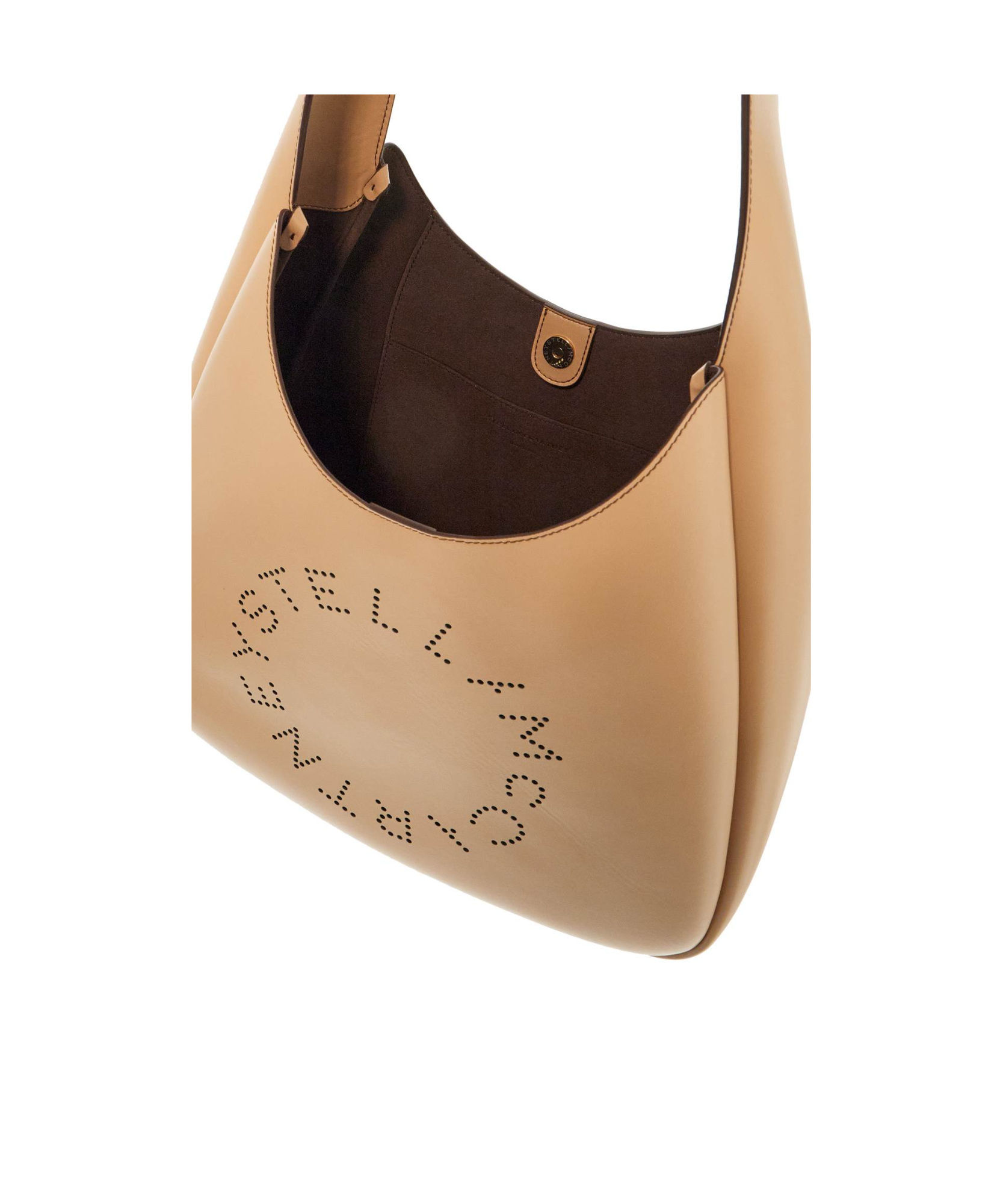 Stella Mccartney Logo Hollowed Out Handbag In Nude