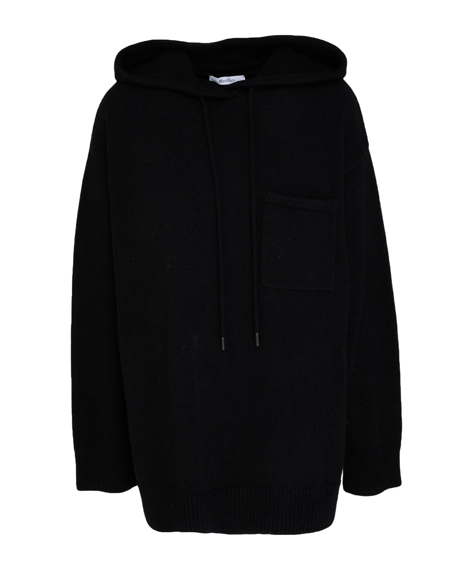 Max Mara Solid Color Hooded Knit Sweater In Black