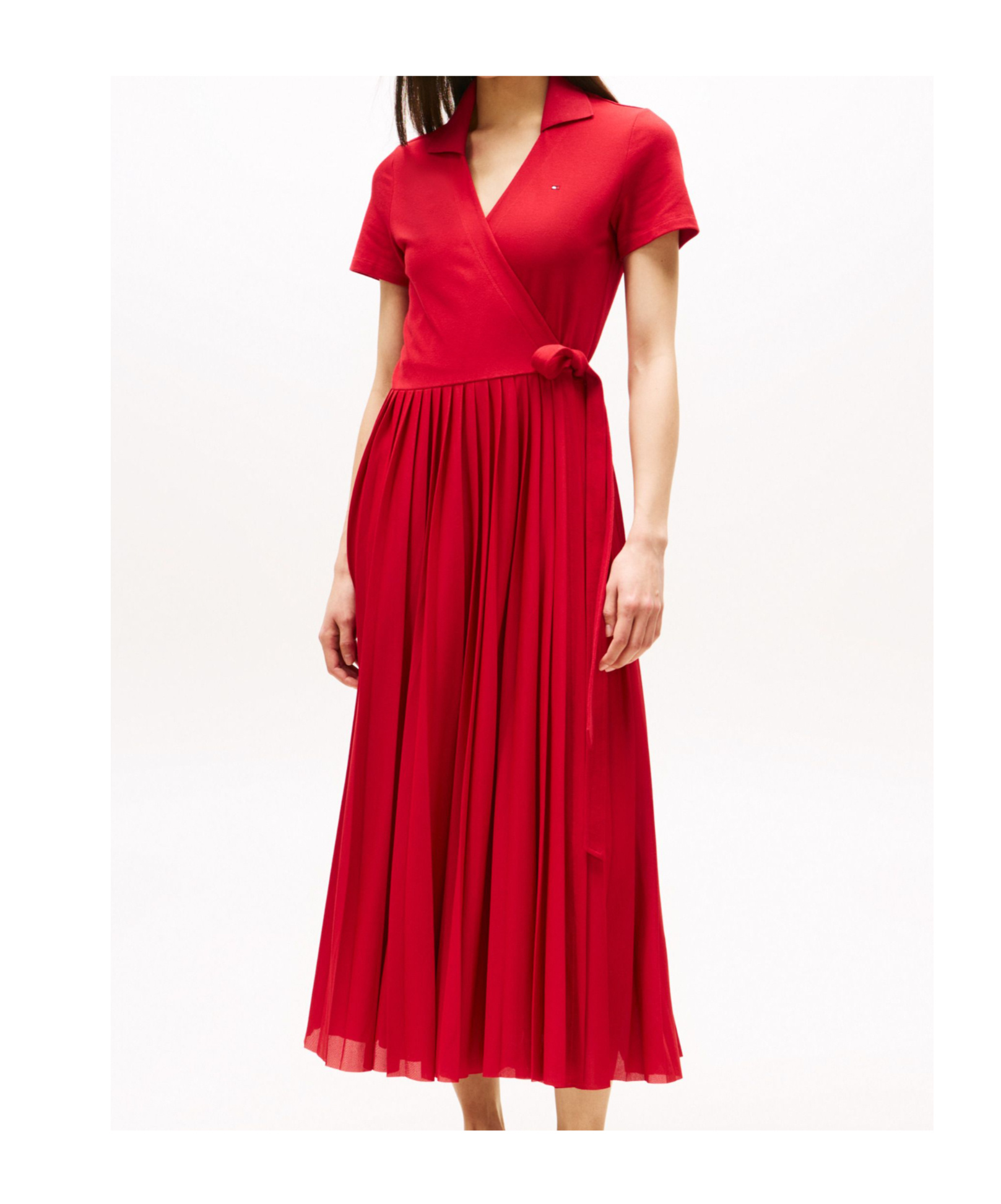 Tommy Hilfiger Midi Wrap Polo Dress In Red