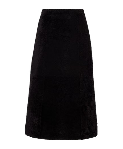 Yves Salomon Shearling Maxi Skirt In Black