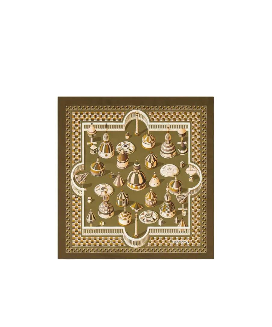 Ferragamo Seidenschal Mit Geometrischem Print In Green