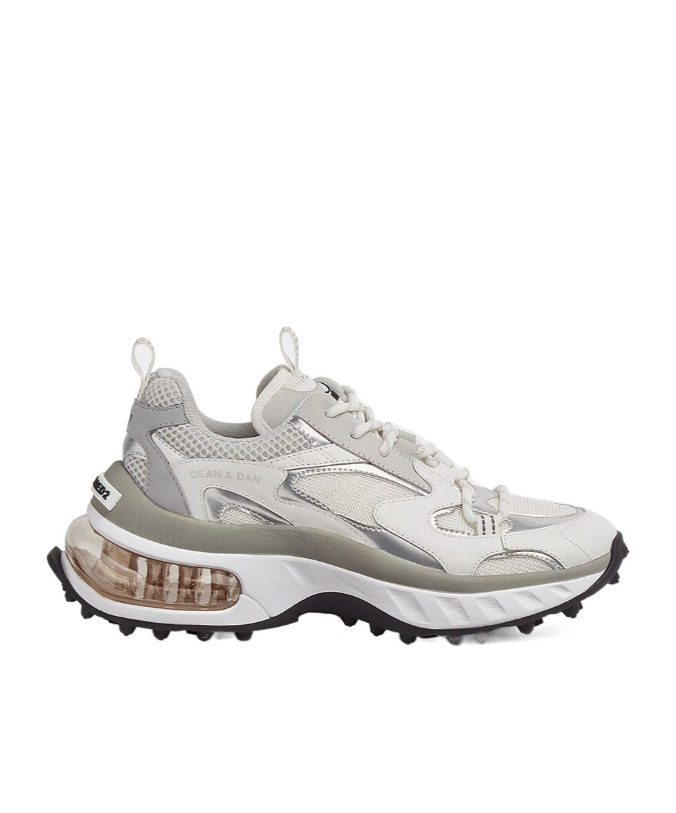 Dsquared2 Bubble White Suede And Mesh Running Sneakers In Gray