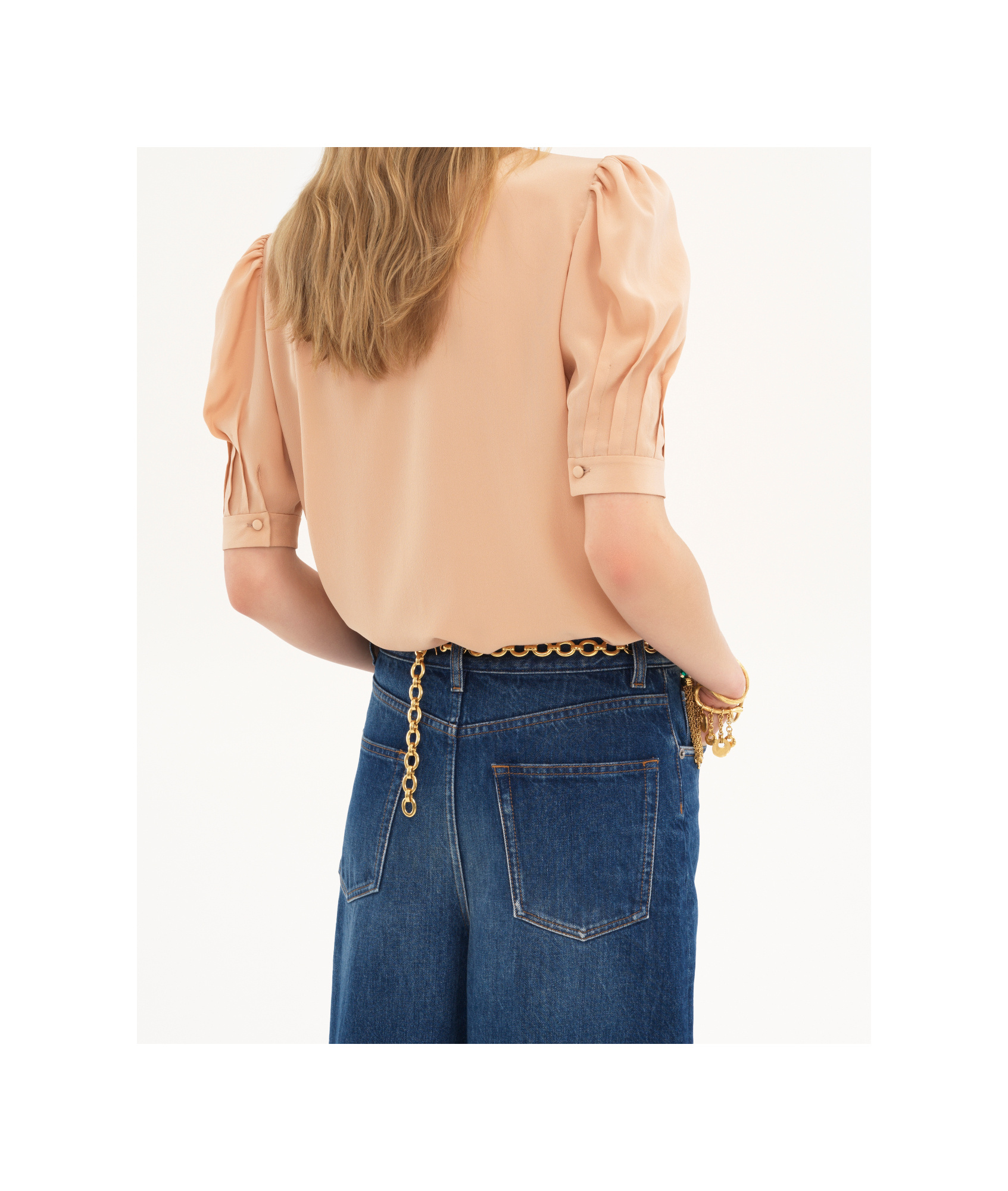 Chloé Chloe Scarf-effect Silk Crepe De Chine Blouse In Nude