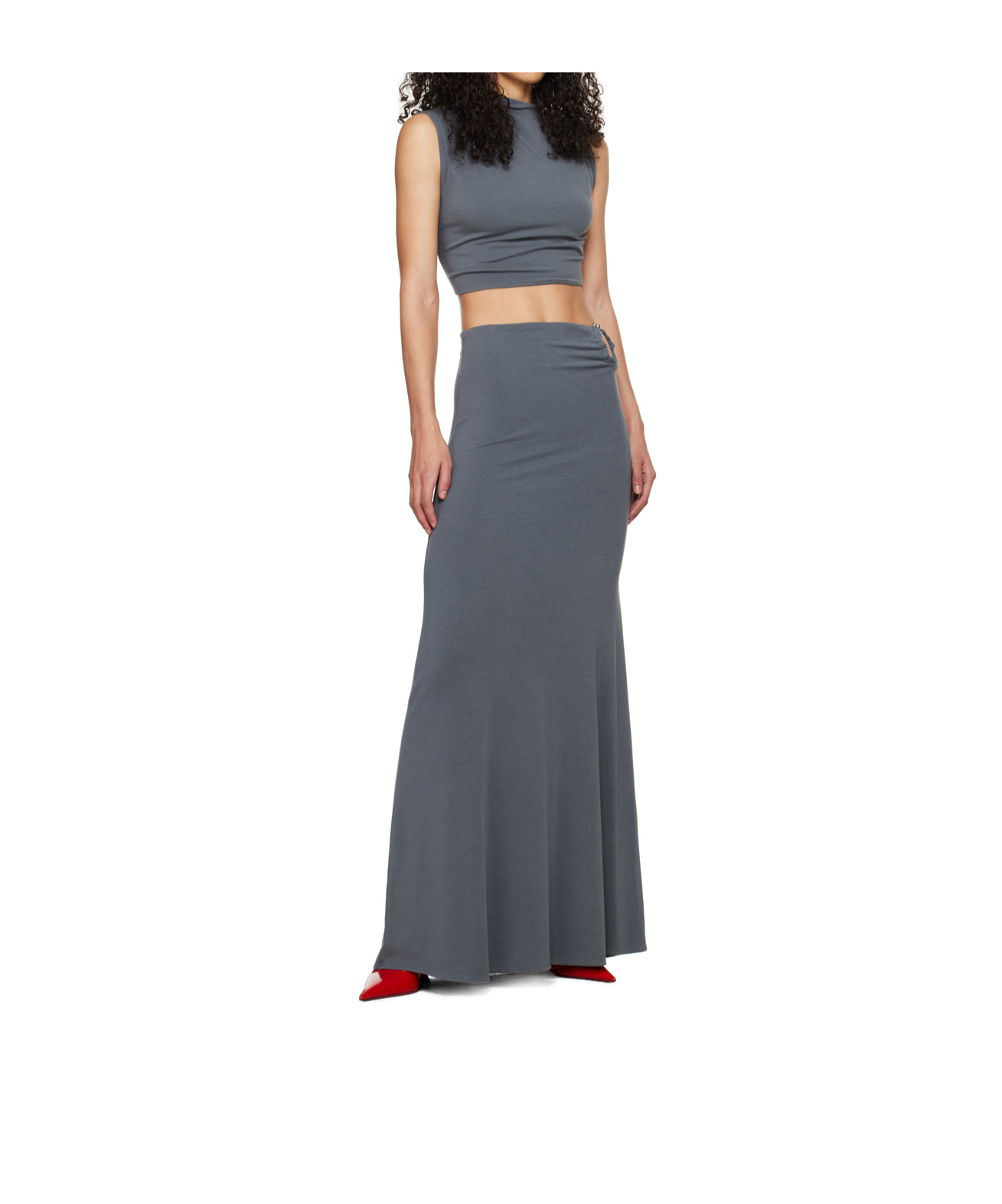 Jade Cropper O-ring Maxi Skirt In Gray