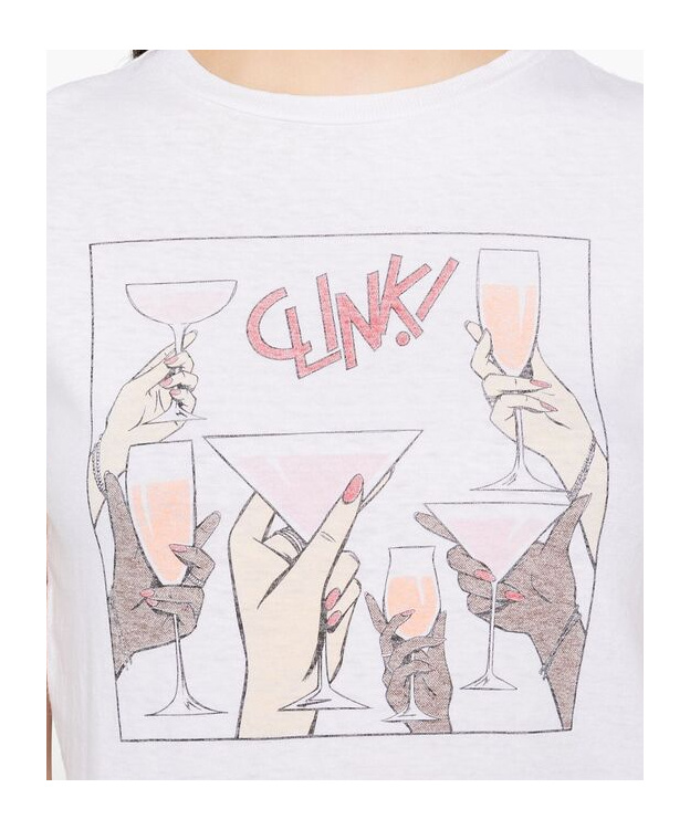 Re/done Cheers Crewneck Graphic Tee In White
