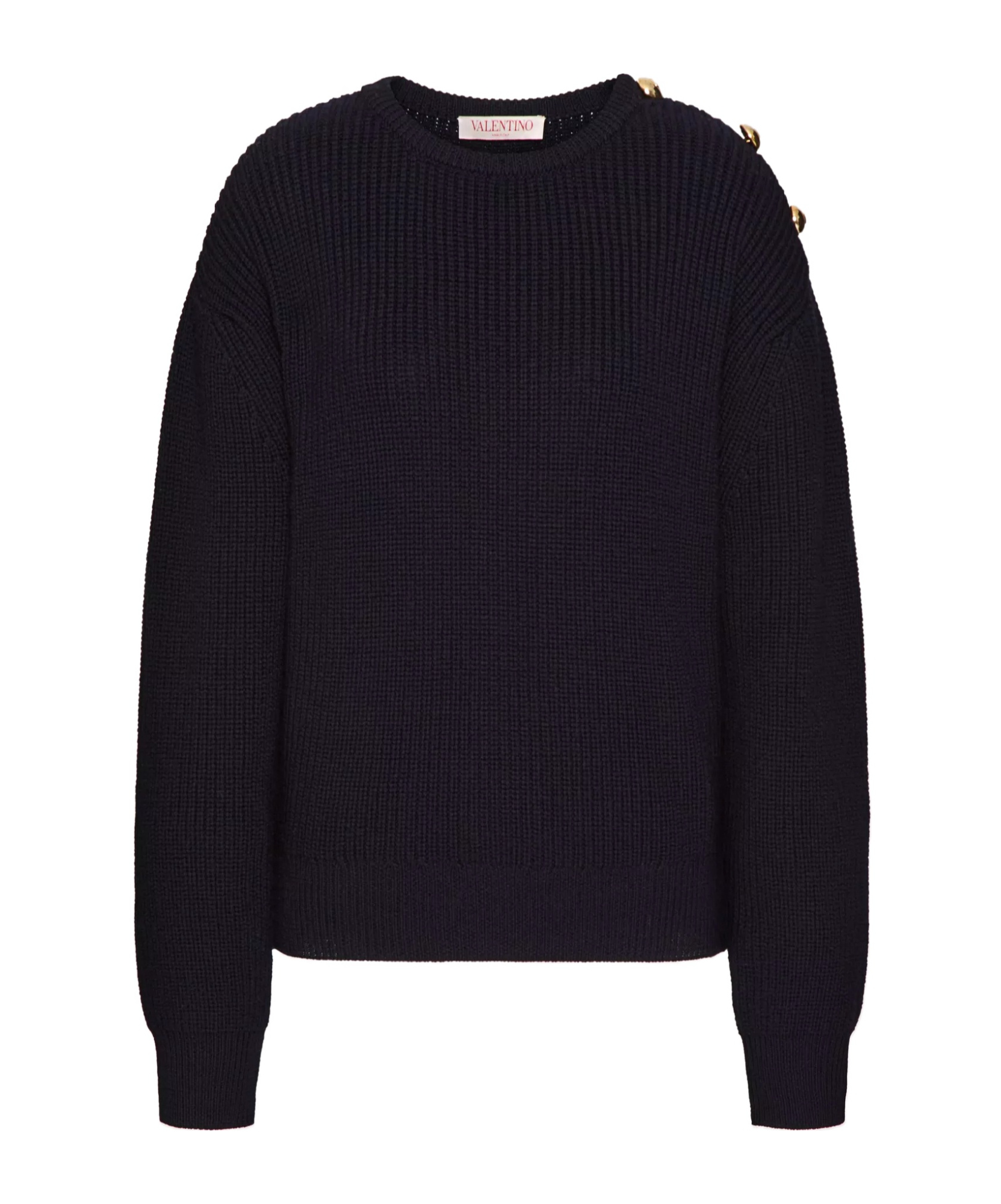 Valentino Buttoned Wool Jumper In Black