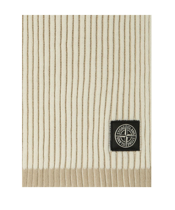 Stone Island Ribbed Wool Scarf In Nude