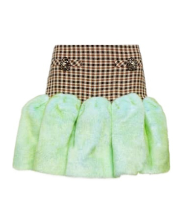 Area Faux Fur-trimmed Miniskirt In Multi