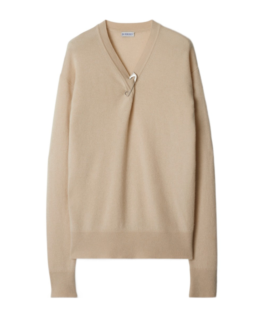 Shop Burberry Cashmere Sweater In Nude