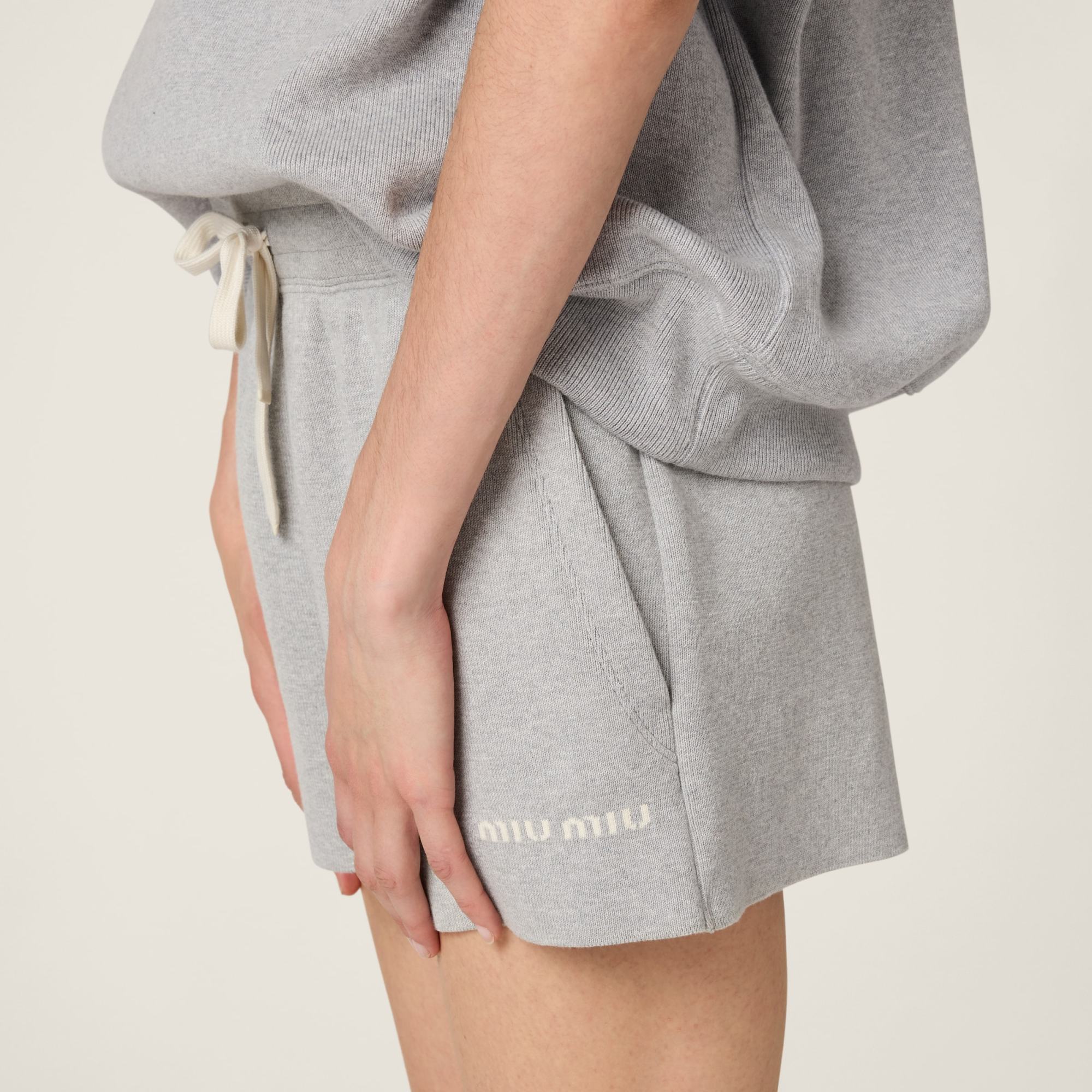 Miu Miu Cotton Shorts In Gray