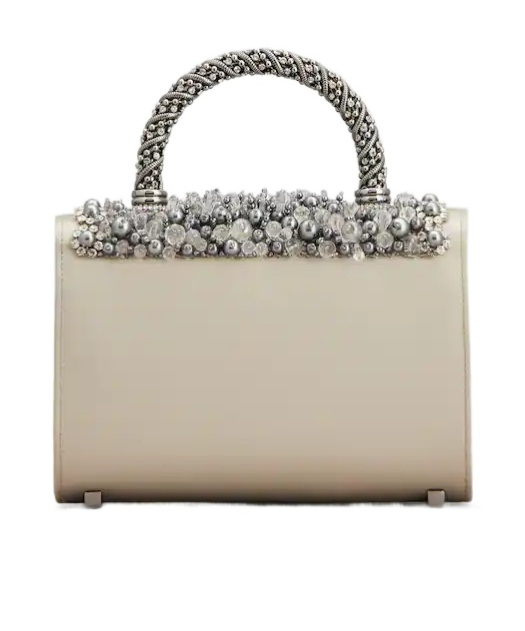 Roger Vivier Jewel Efflorescence Mini Bag In Satin In Gray