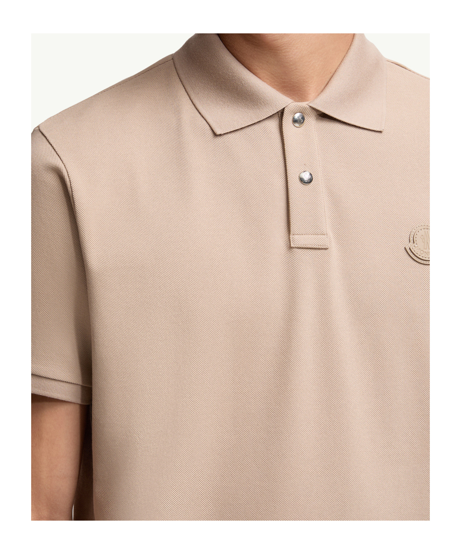 Moncler Polo En Piqué De Coton À Empiècement Logo In Brown