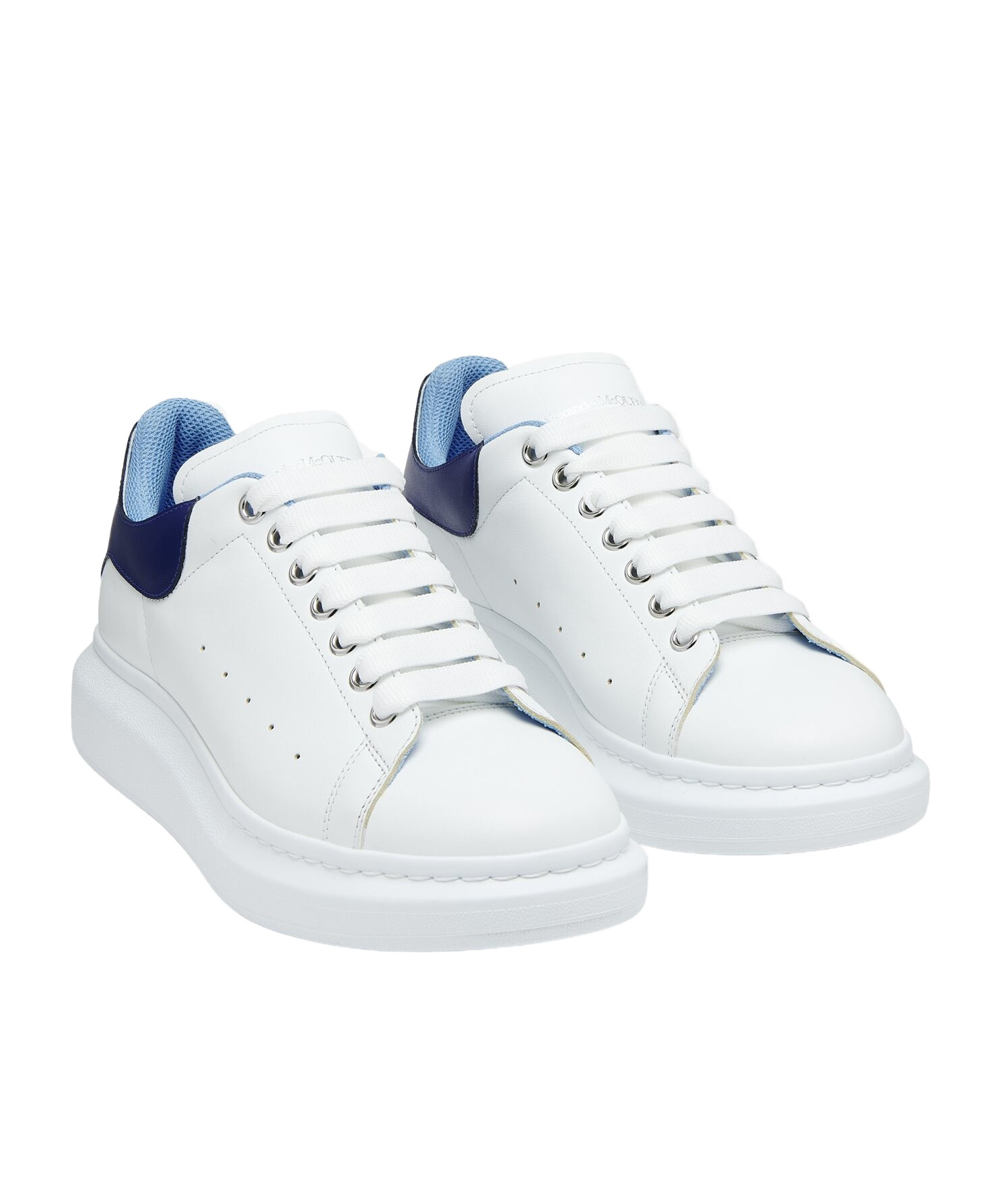 Alexander Mcqueen Leather Platform Sneakers Perforated Detailing In White