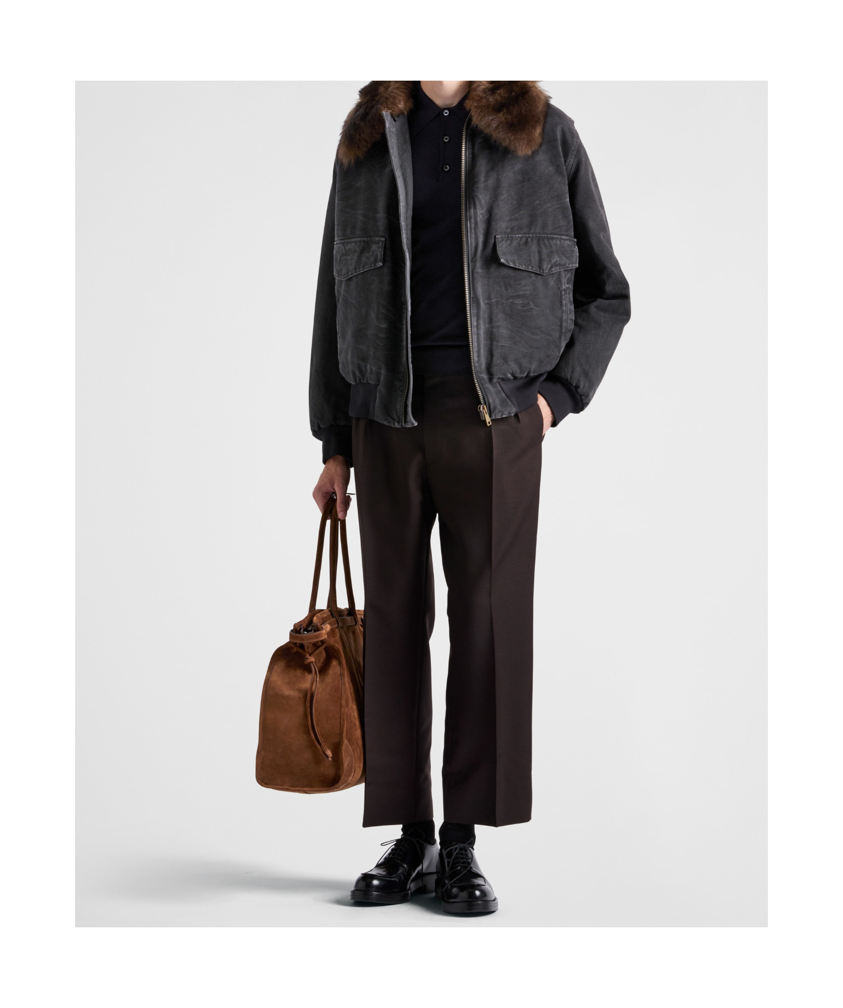 Prada Canvas Outerwear Jacket For Men In Black