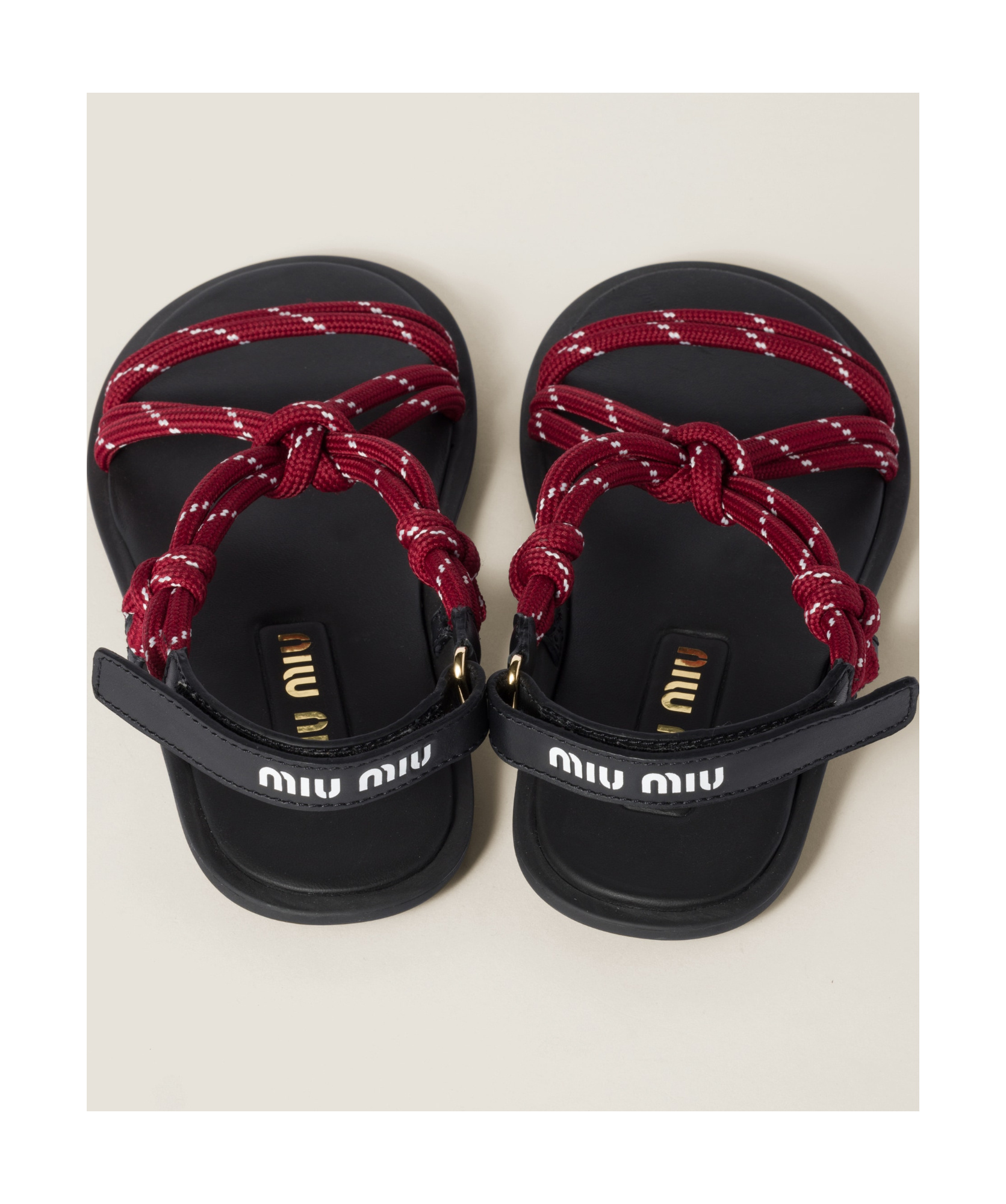 MIU MIU RIVIÈRE CORD AND LEATHER SANDALS