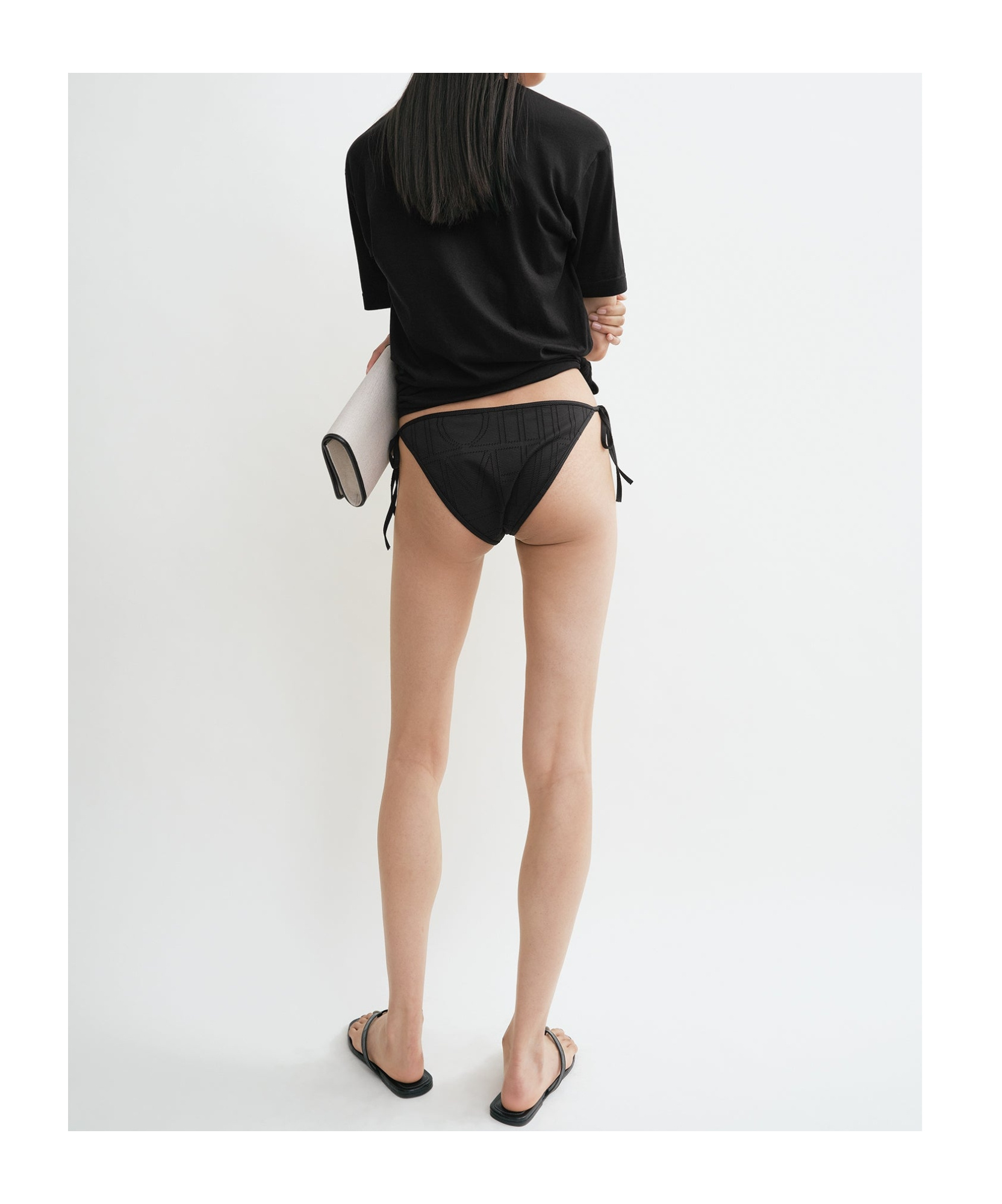 Totême Monogram Pointelle Bikini Bottoms In Black
