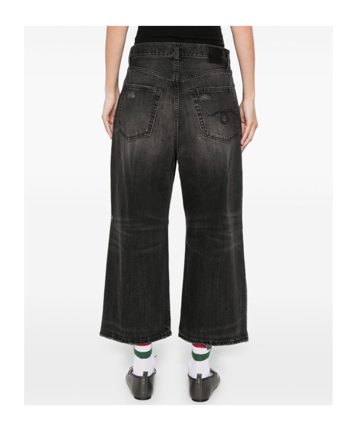 R13 Cropped Wide-leg Jeans In Black