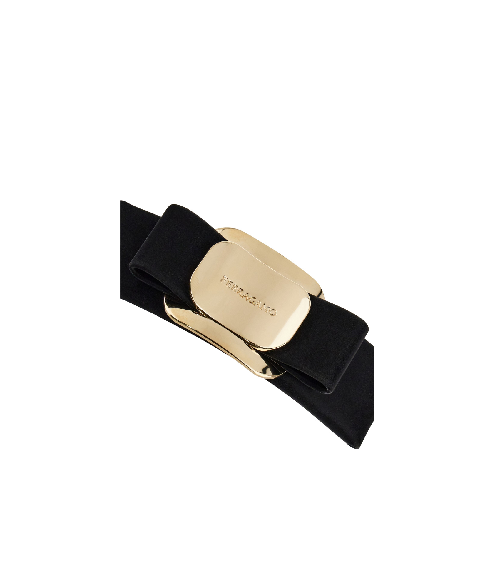 Ferragamo Vara Bow Leather Hair Clip In Black