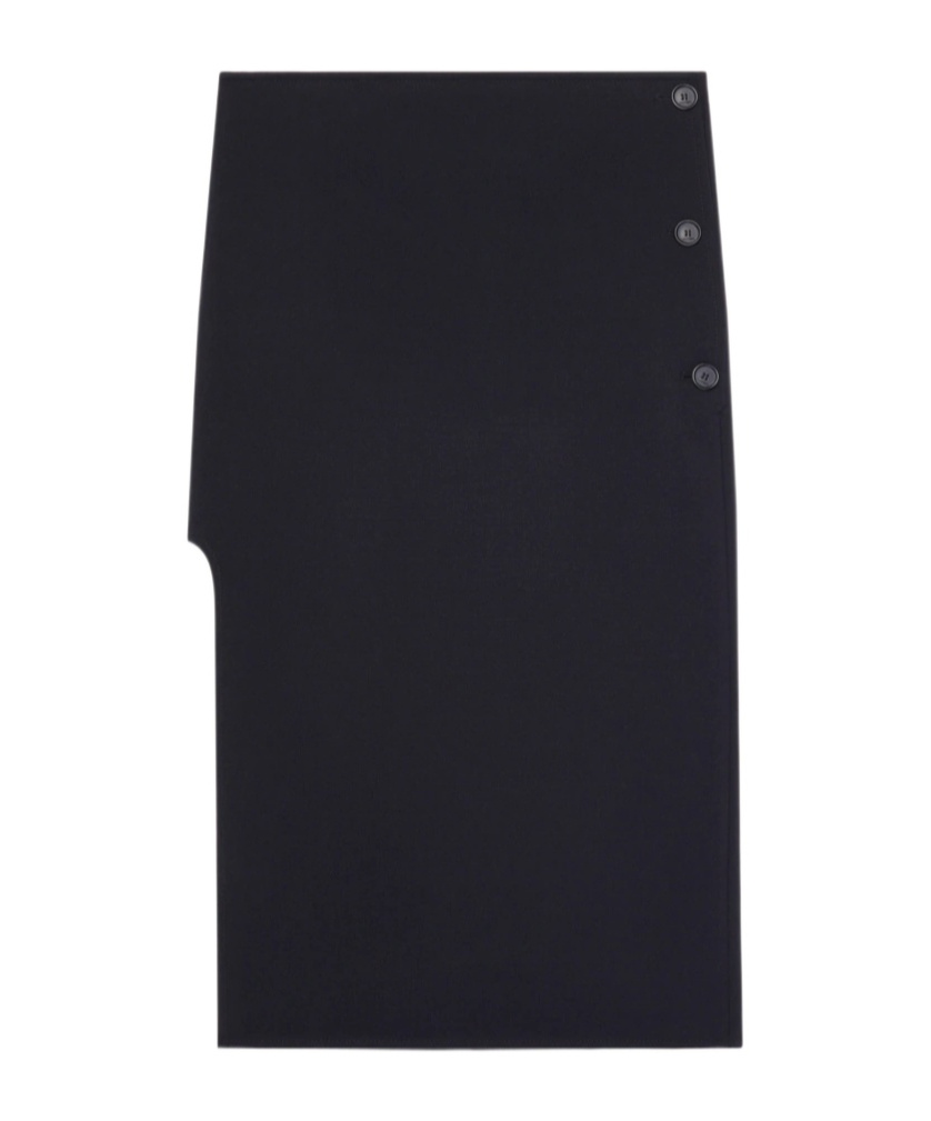 Courrèges Oblique Tailored Midi Skirt In Wool In Black
