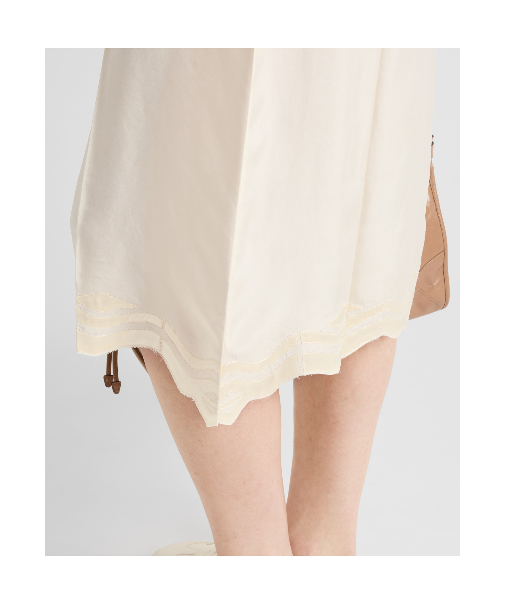 Prada Embroidered Silk Habutai Skirt In Nude