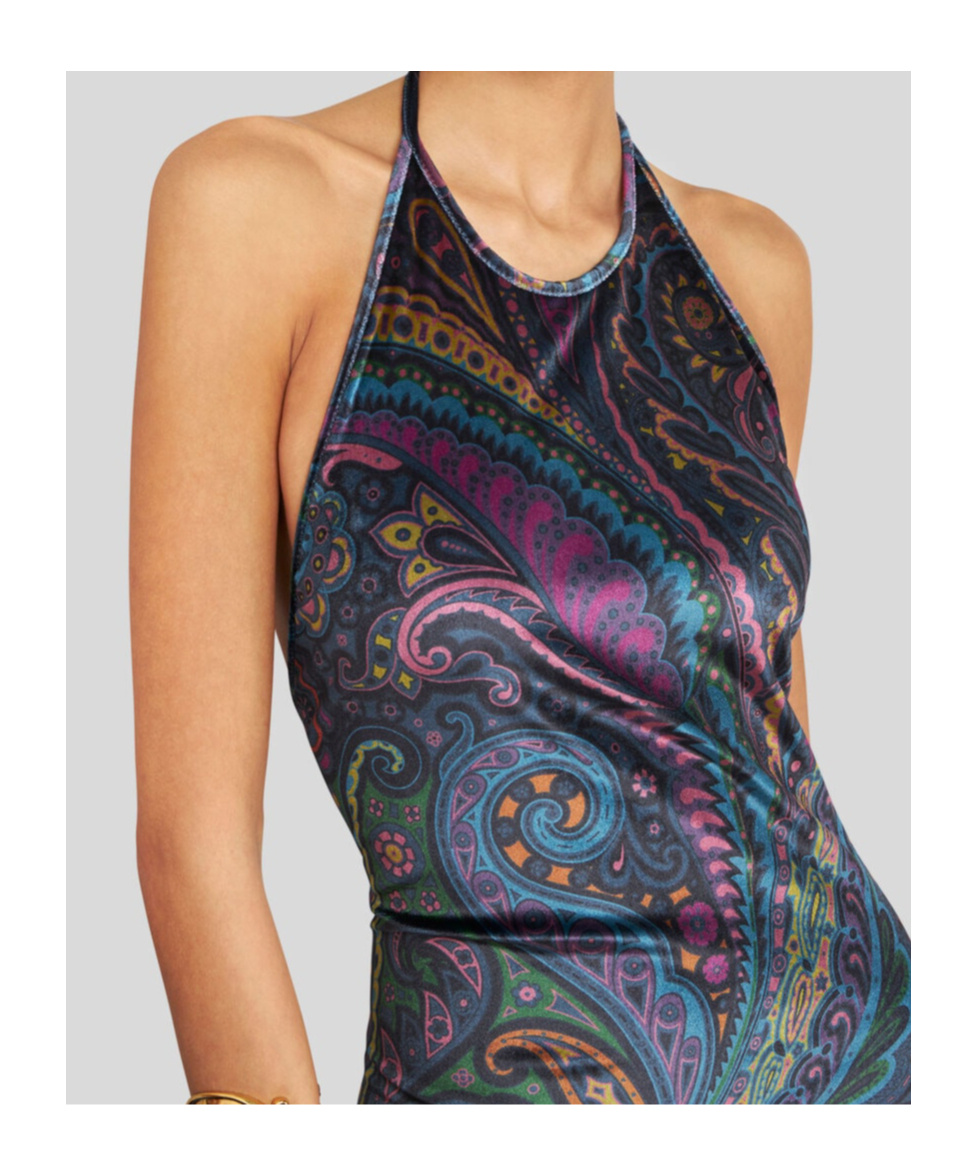 Etro Paisley-print Halterneck Maxi Party Dress In Multi