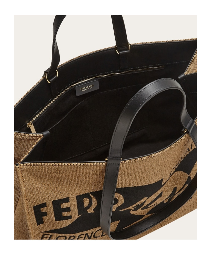 Shop Ferragamo Salvatore  Logo Detailed Large Tote Bag In Brown