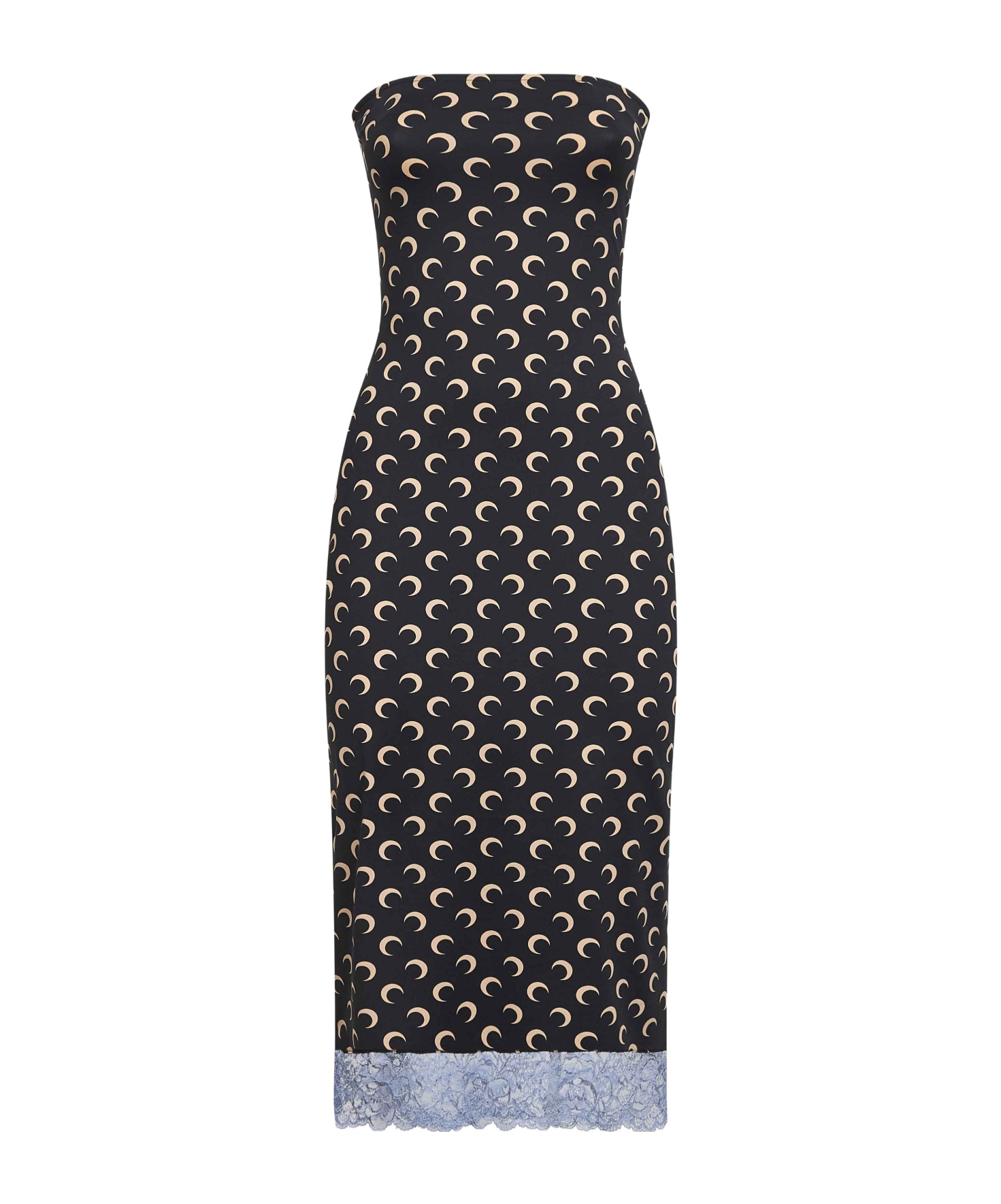 Marine Serre Black Recycled Jersey Moon Bustier Dress