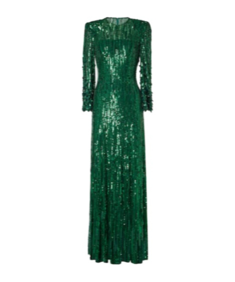 Jenny Packham Paloma Embellished Sequined Gown In Green
