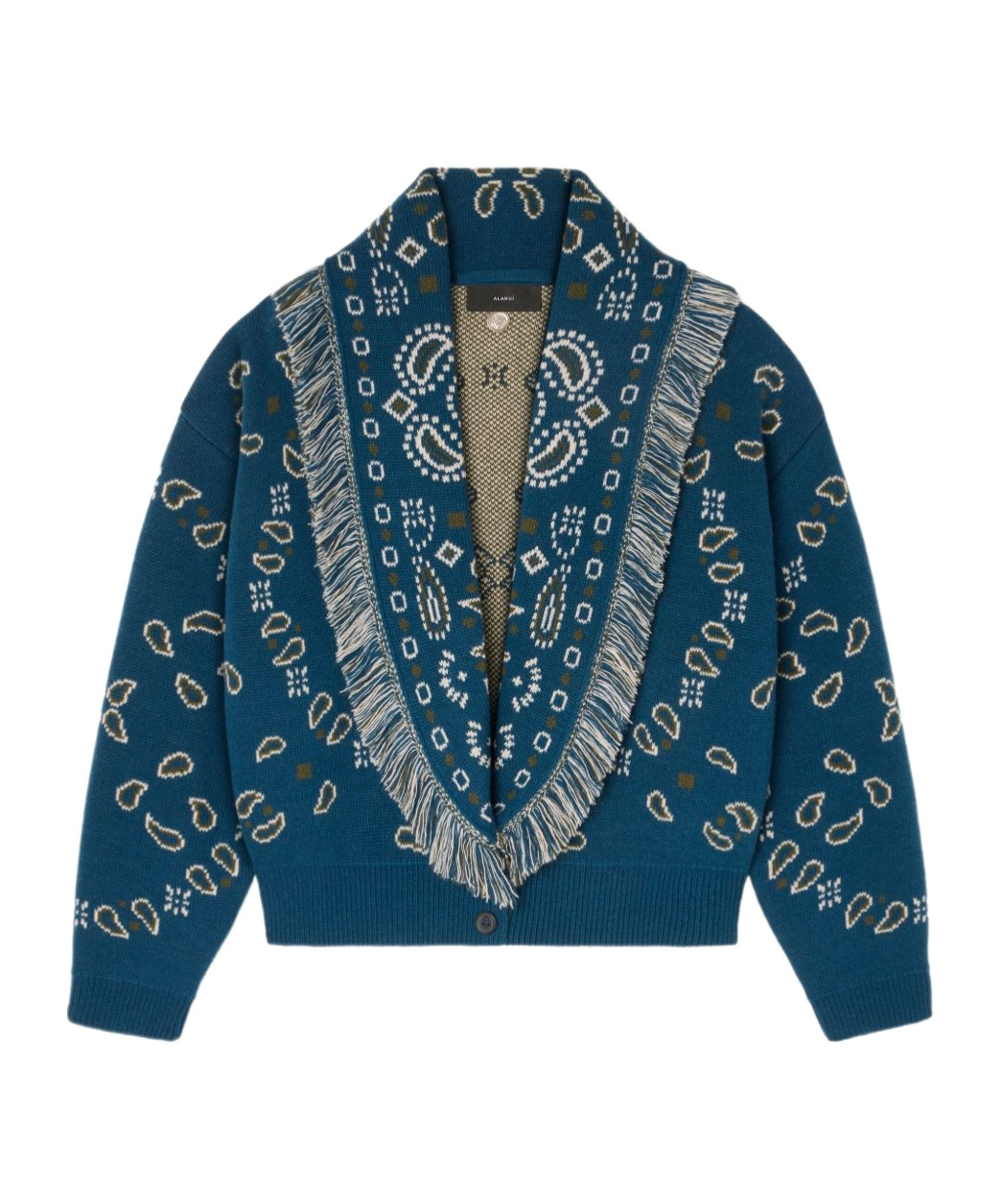 Alanui Bandana Wool And Cashmere Cardi-bomber In Blue