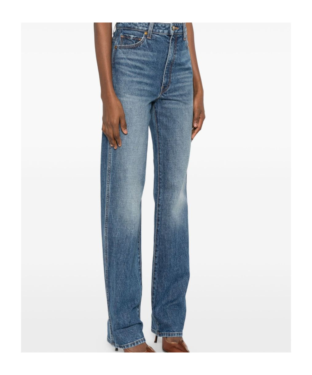 Khaite Whiskered Denim Trousers In Blue