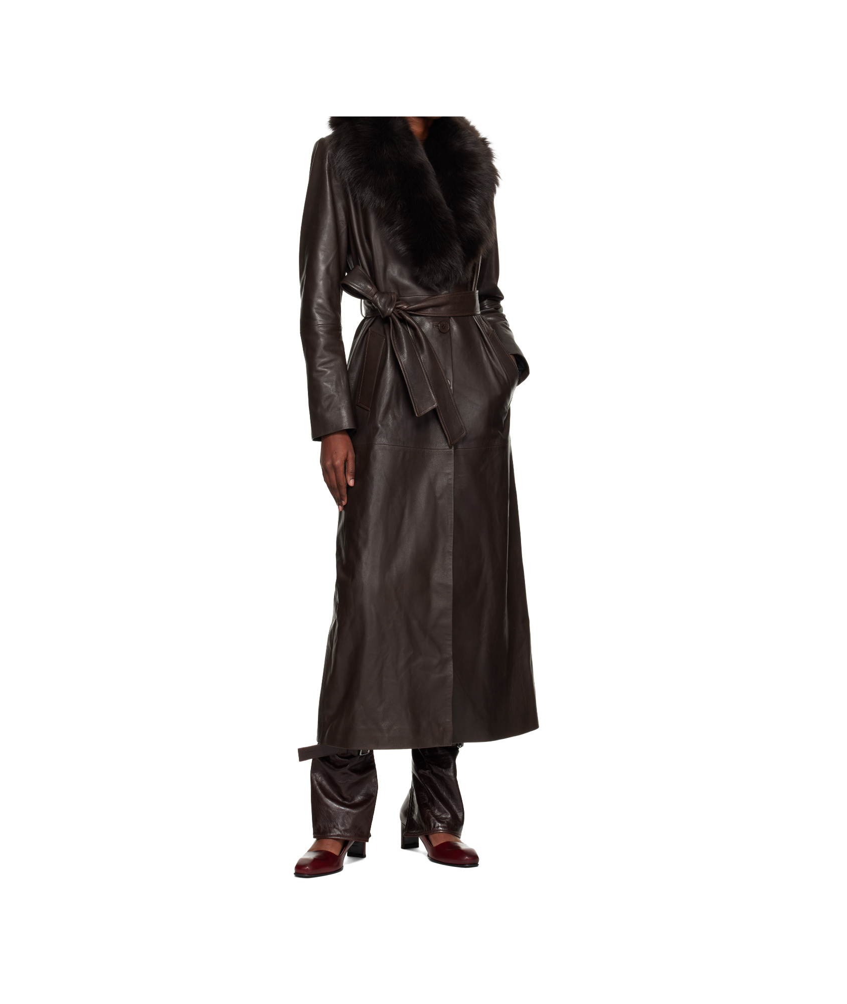 Nour Hammour Long-sleeved Coat In Brown