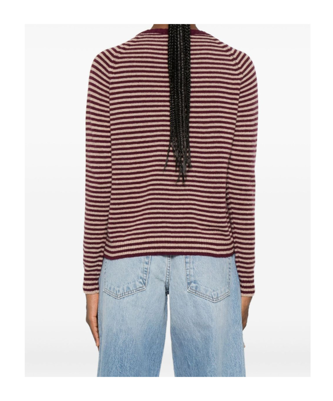 Baserange Striped Crew Neck Sweater In Brown
