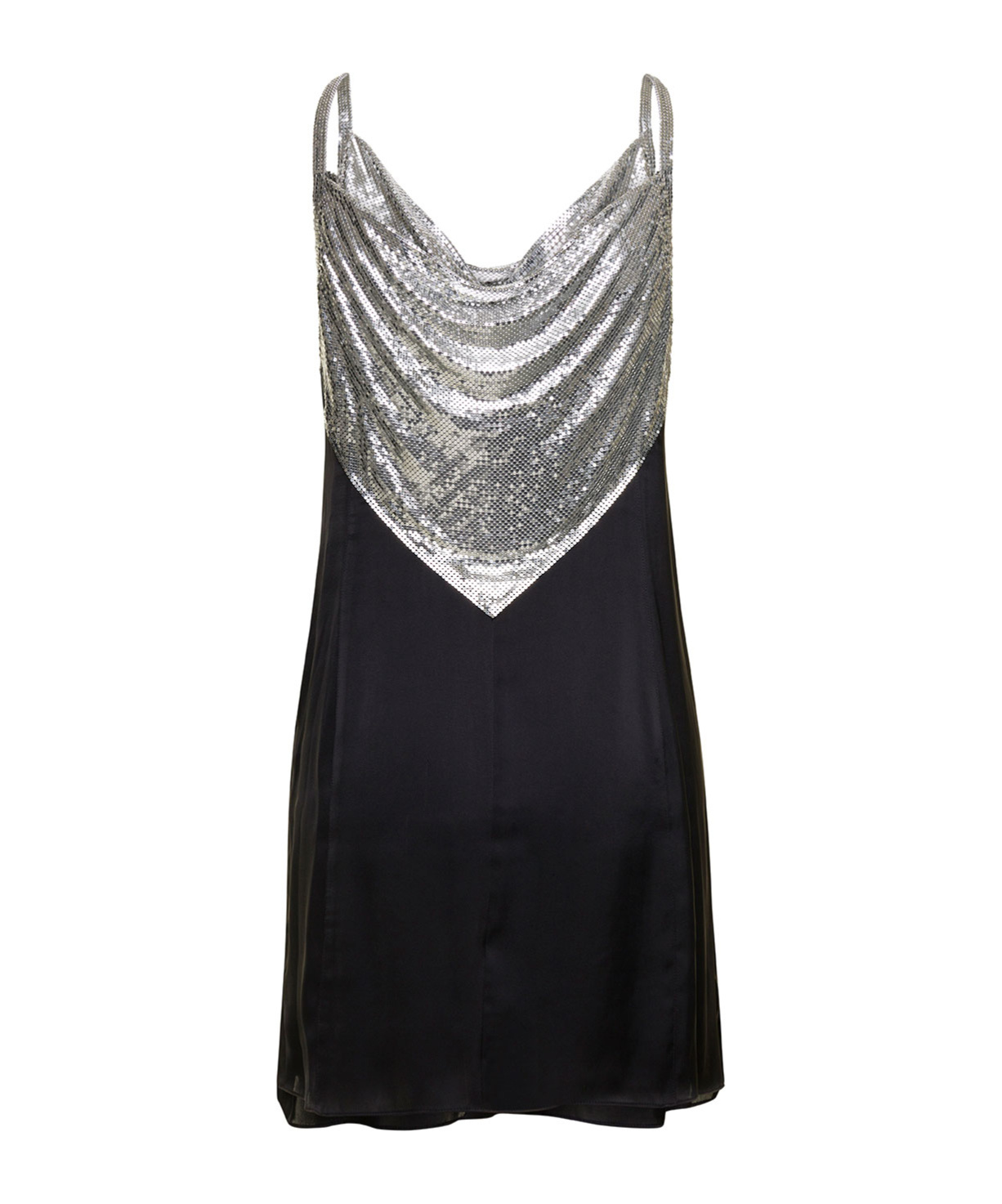 RABANNE PACO RABANNE CHAINMAIL PANELLED COWL-NECK MINI DRESS