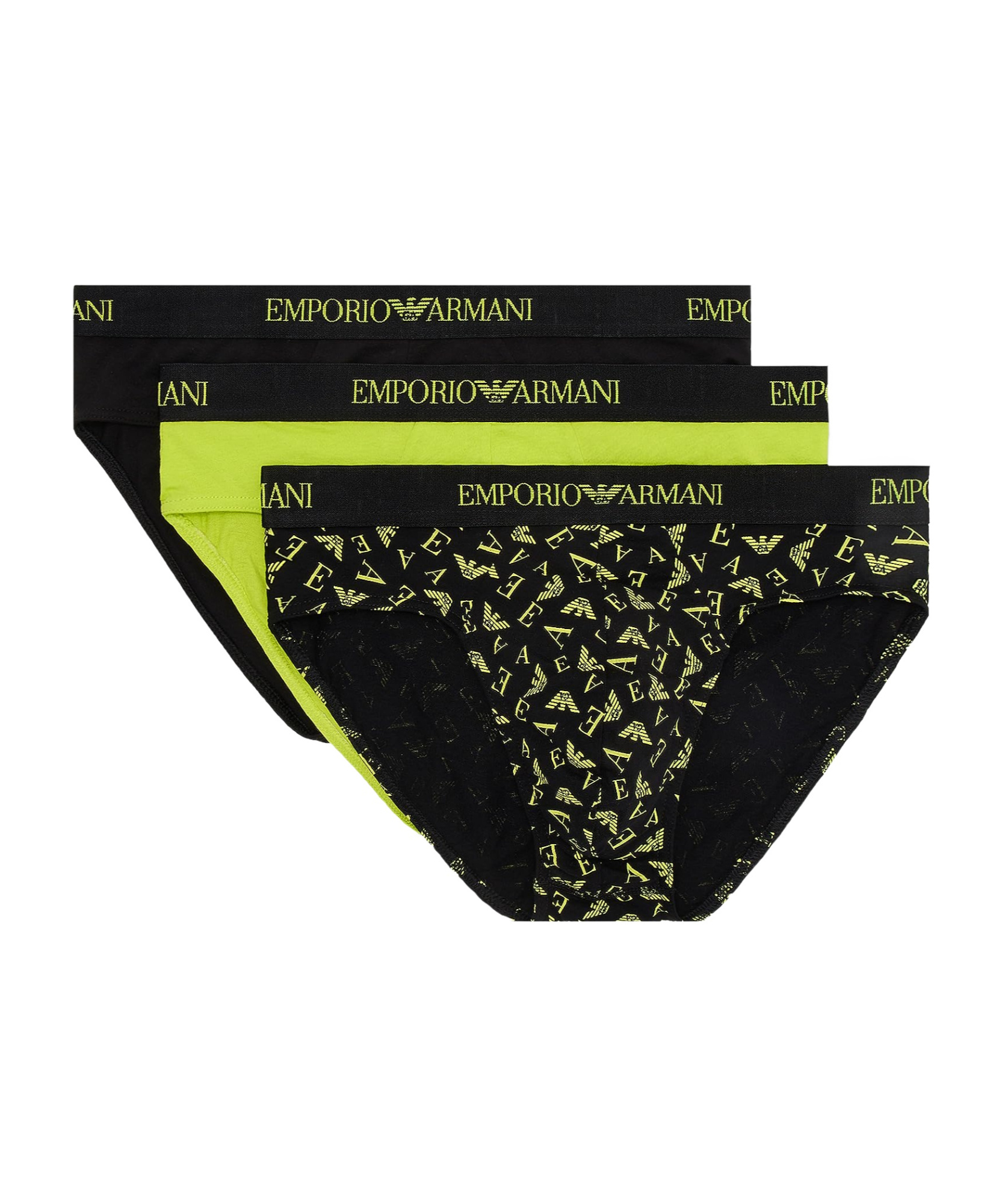 Emporio Armani Elastic Waist Briefs Pants 3-piece Set In Black
