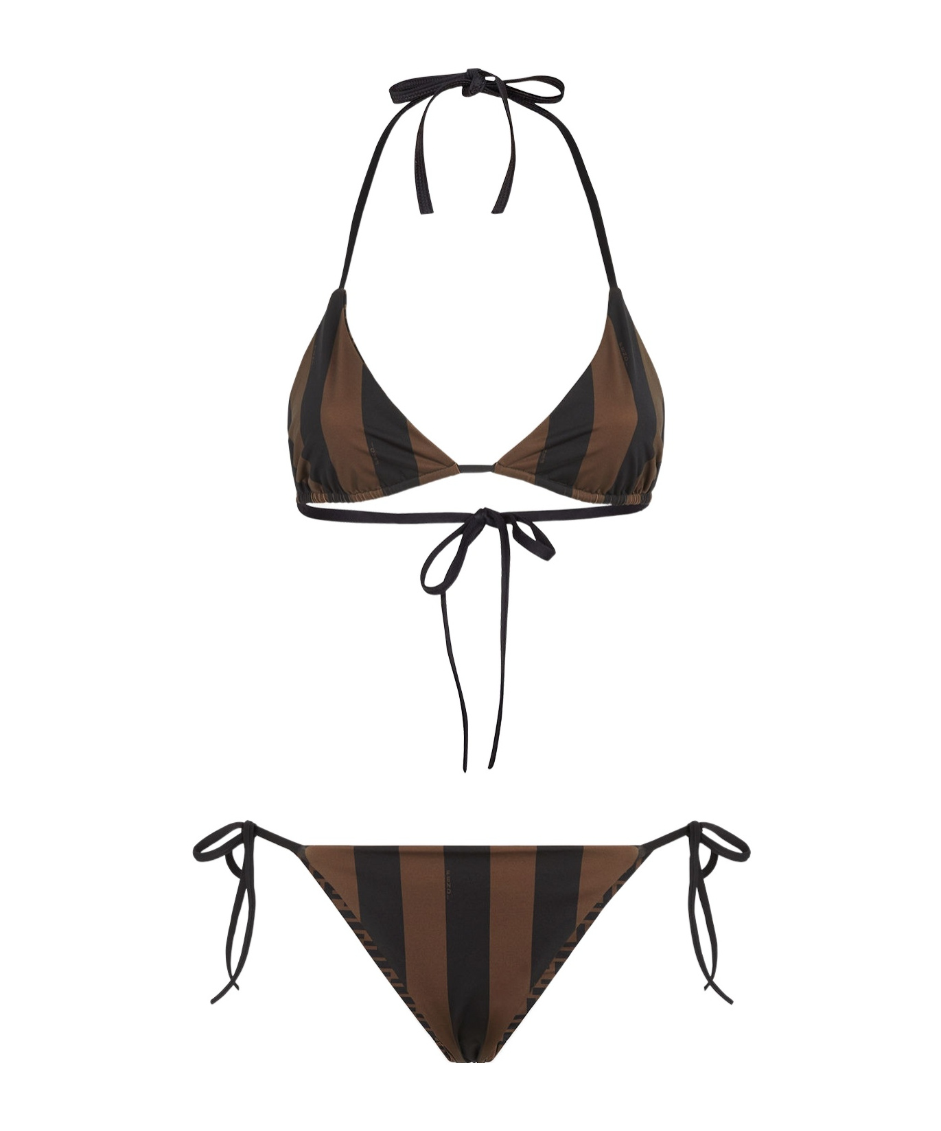 Fendi Women Brown And Black Reversible Bikini In Lycra Woman In Green