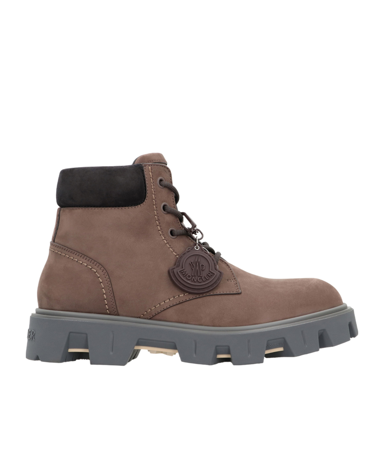 Moncler Peak City Leather Lace-up Boots In Brown