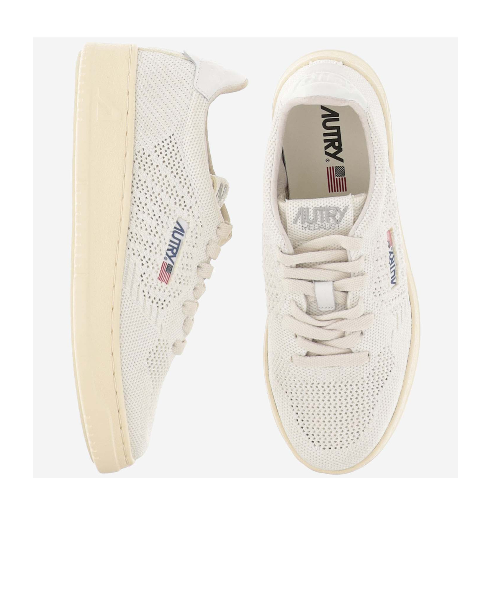 Autry Logo-patch Open-knit Sneakers In Nude