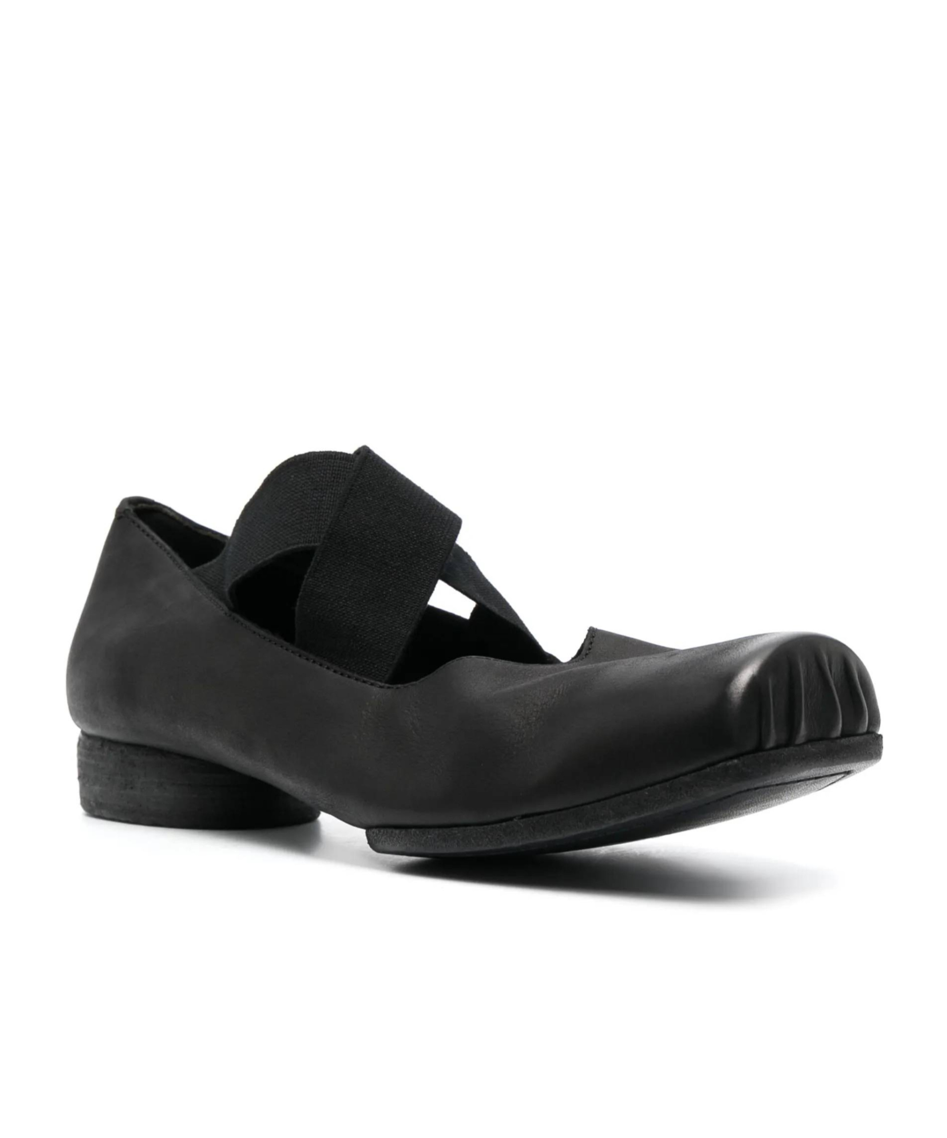 Uma Wang 23mm Square-toe Leather Ballerina Shoes In Black
