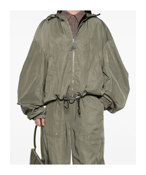 Attico Hooded Bomber Jacket In Gray
