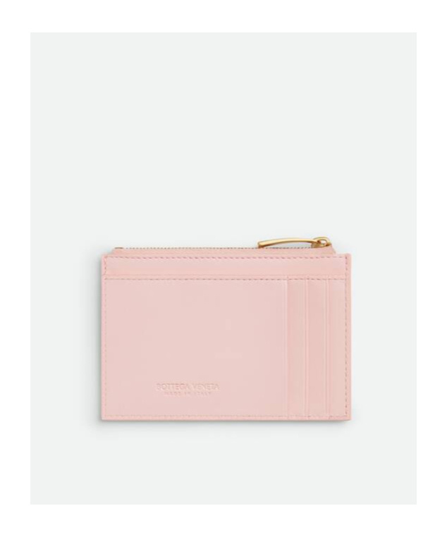 Bottega Veneta Woven Zipper Card Bag In Pink