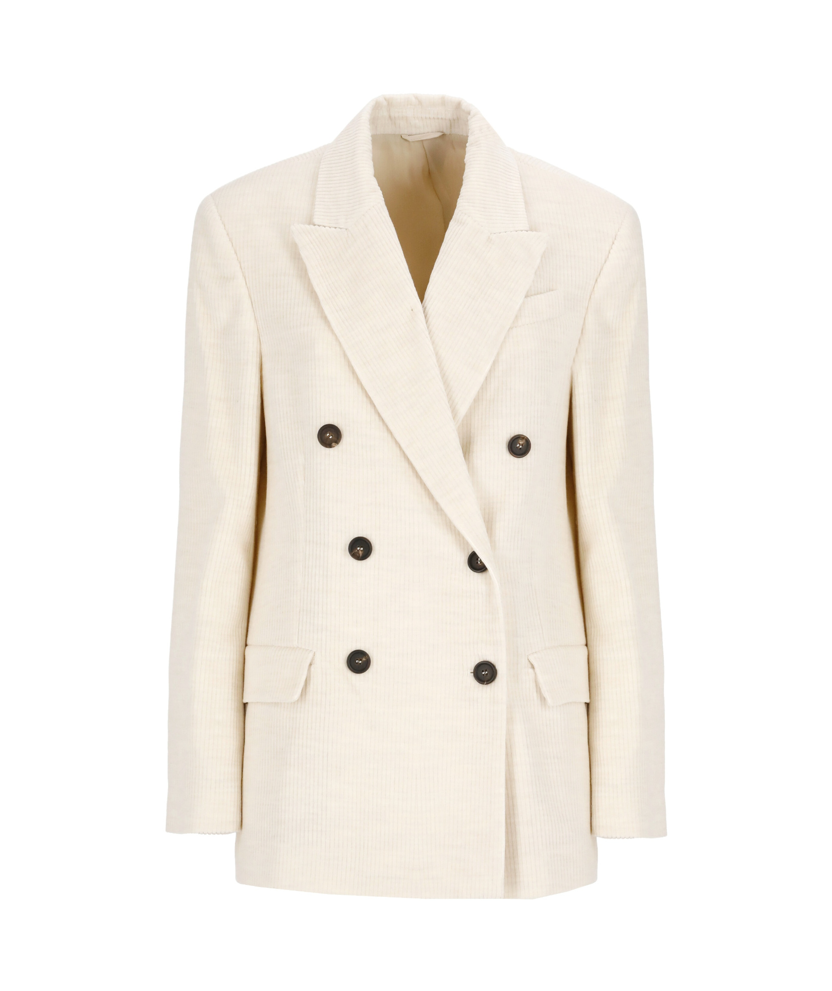 Brunello Cucinelli Ribbed Blazer Structured Shoulders In White