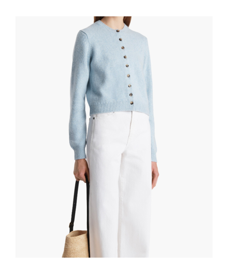 Khaite Everheart Button-front Cashmere Cardigan In Blue