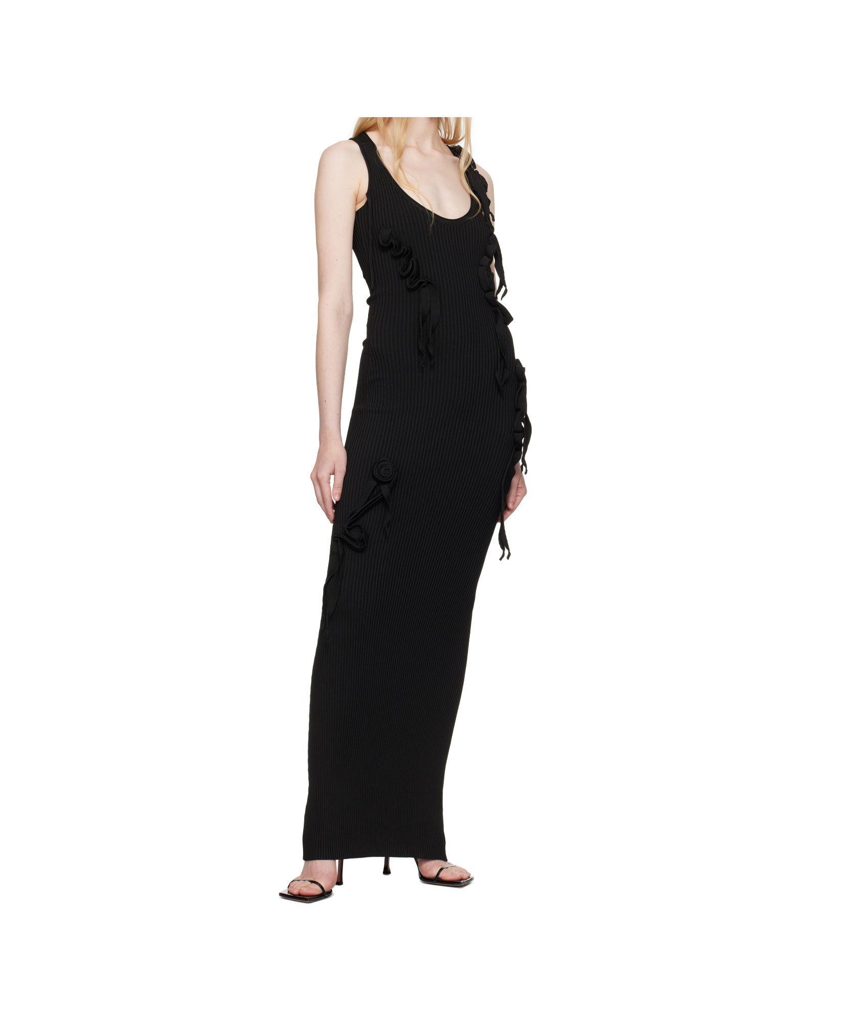 Coperni Black Knitted Ribbon Long Tank Maxi Dress In Black