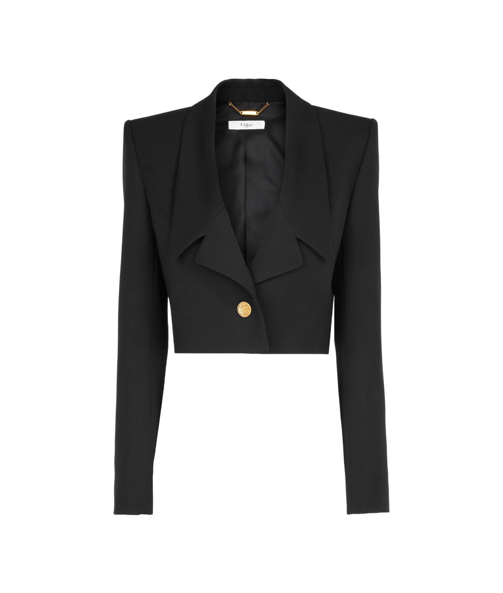 Chloé Shrunken Wool Crepe Cropped Blazer In Black