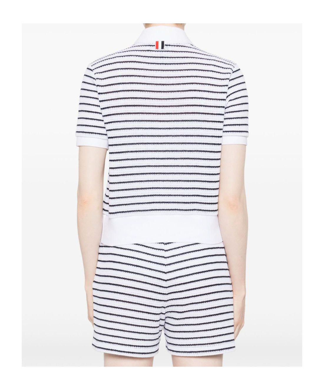 Thom Browne Striped Textured-knit Polo Shirt In Blue