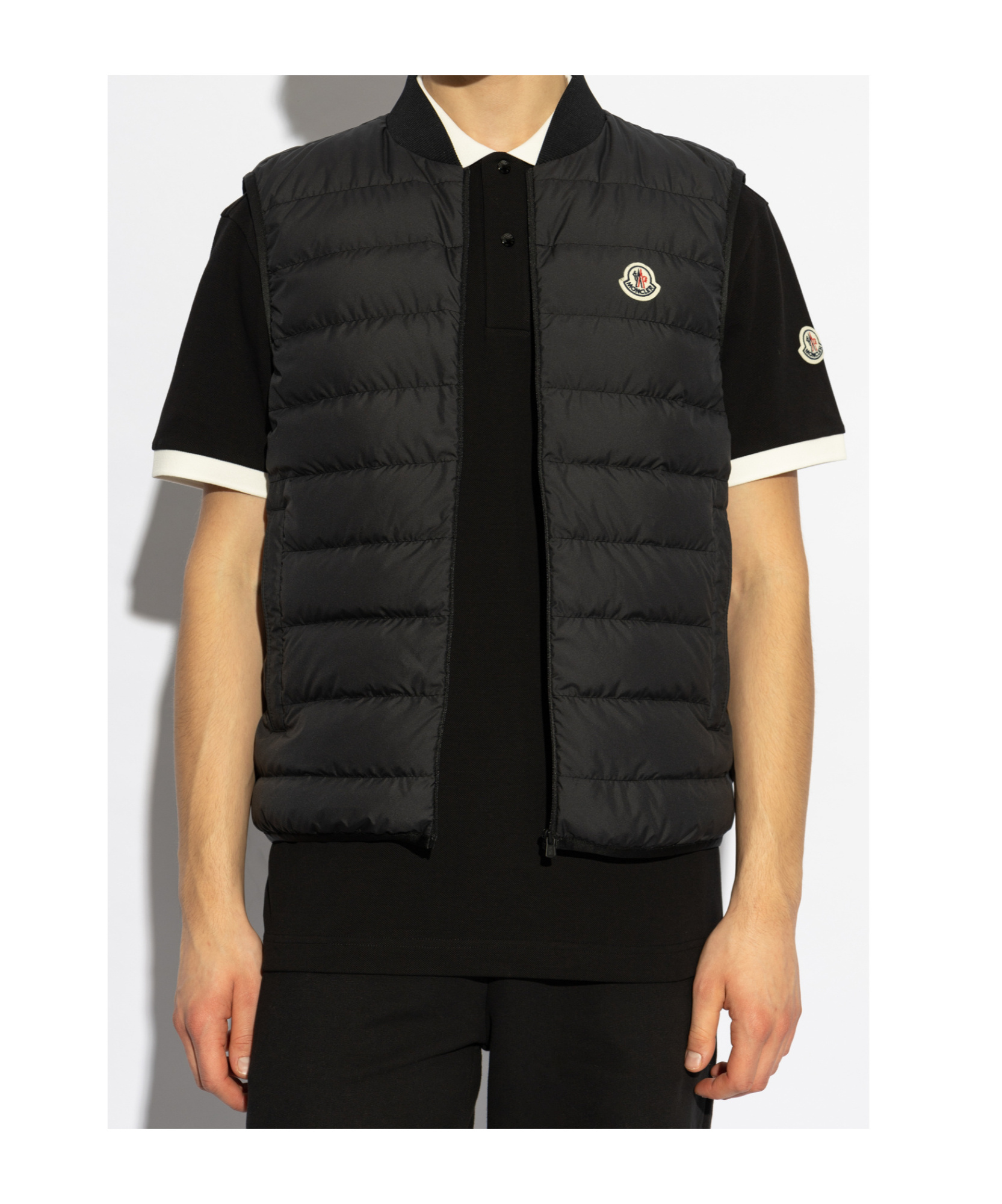 Moncler Down Jacket With Knit Sleeves In Black