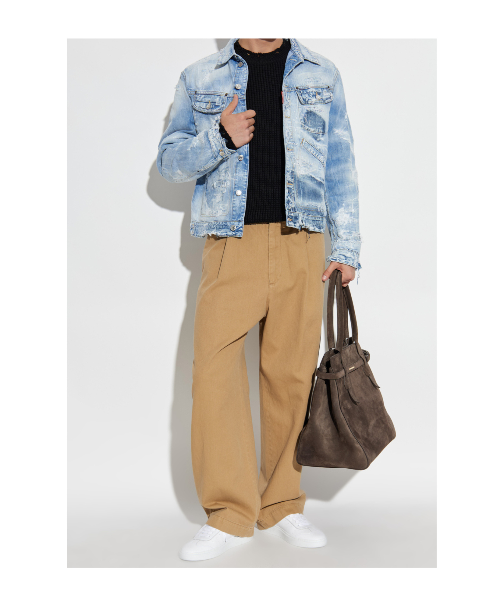 Dsquared2 Distressed Denim Jacket In Blue